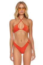 Retro SPARKLE ST TROPEZ SCRUNCH CHEEKY BIKINI BOTTOMS - HOT CORAL