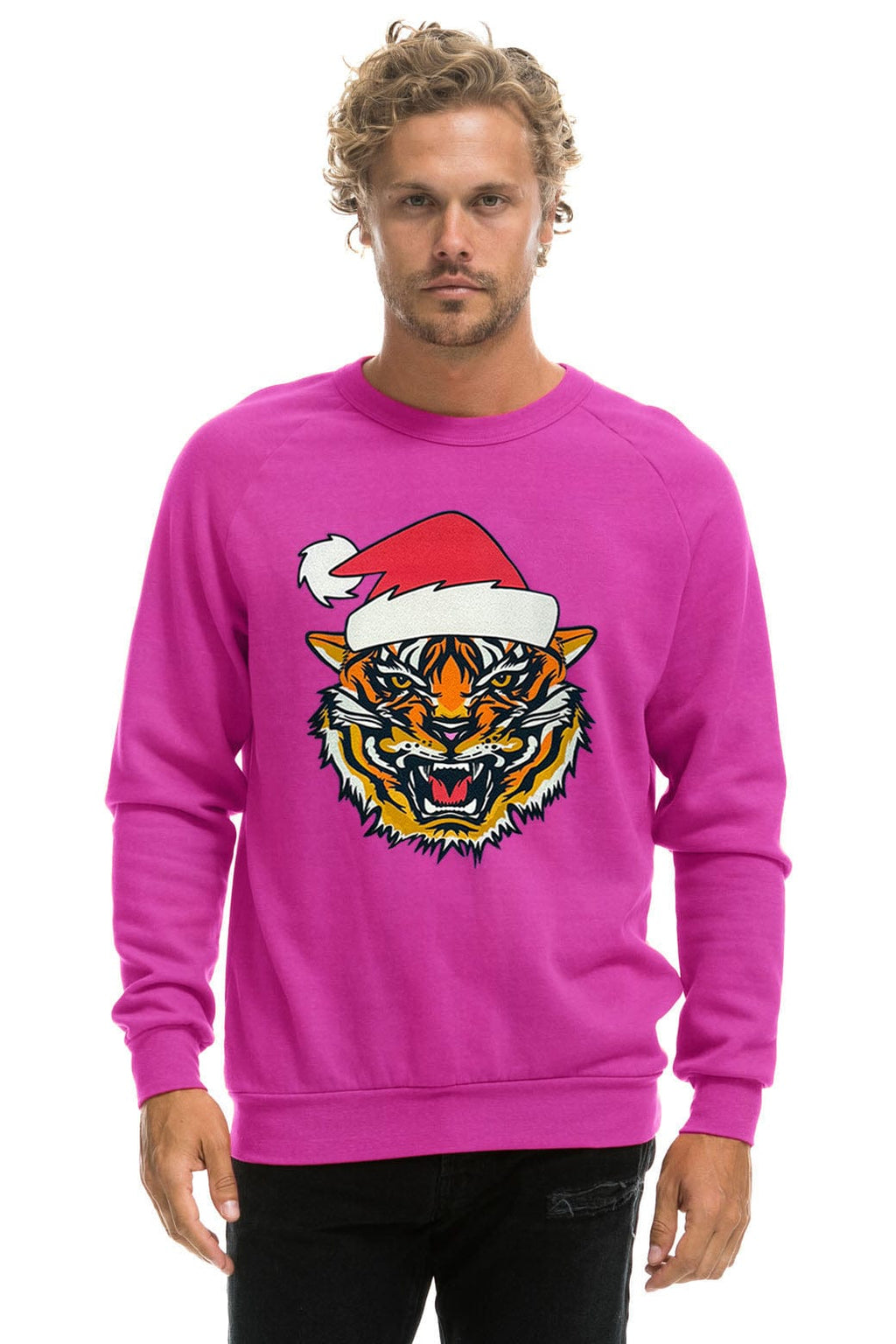 Retro SANTA TIGER SWEATSHIRT - MAGENTA