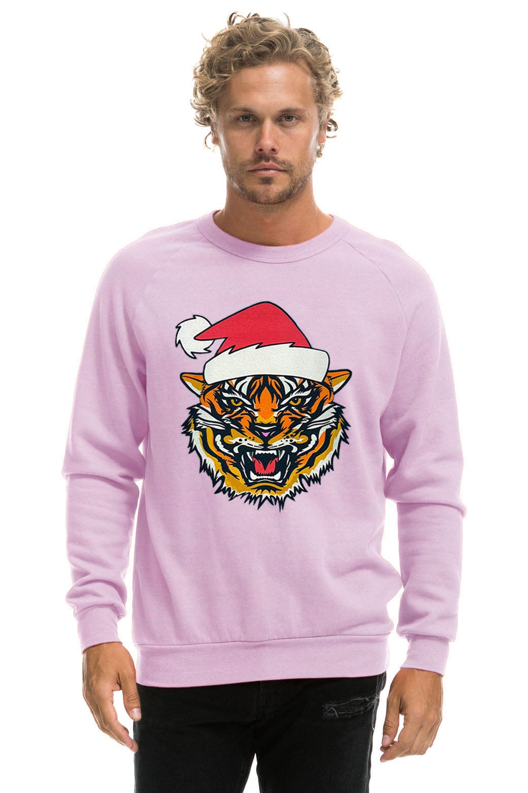 Retro SANTA TIGER SWEATSHIRT - MAUVE