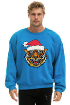 Retro RELAXED SANTA TIGER SWEATSHIRT - COBALT
