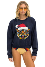 Retro RELAXED SANTA TIGER SWEATSHIRT - NAVY