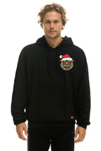 Retro SANTA TIGER RELAXED PULLOVER HOODIE - BLACK