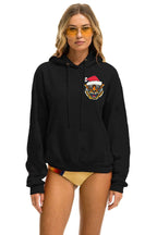 Retro SANTA TIGER RELAXED PULLOVER HOODIE - BLACK