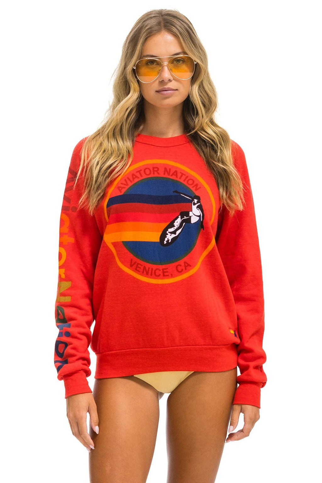 Retro AVIATOR NATION VENICE SWEATSHIRT - RED