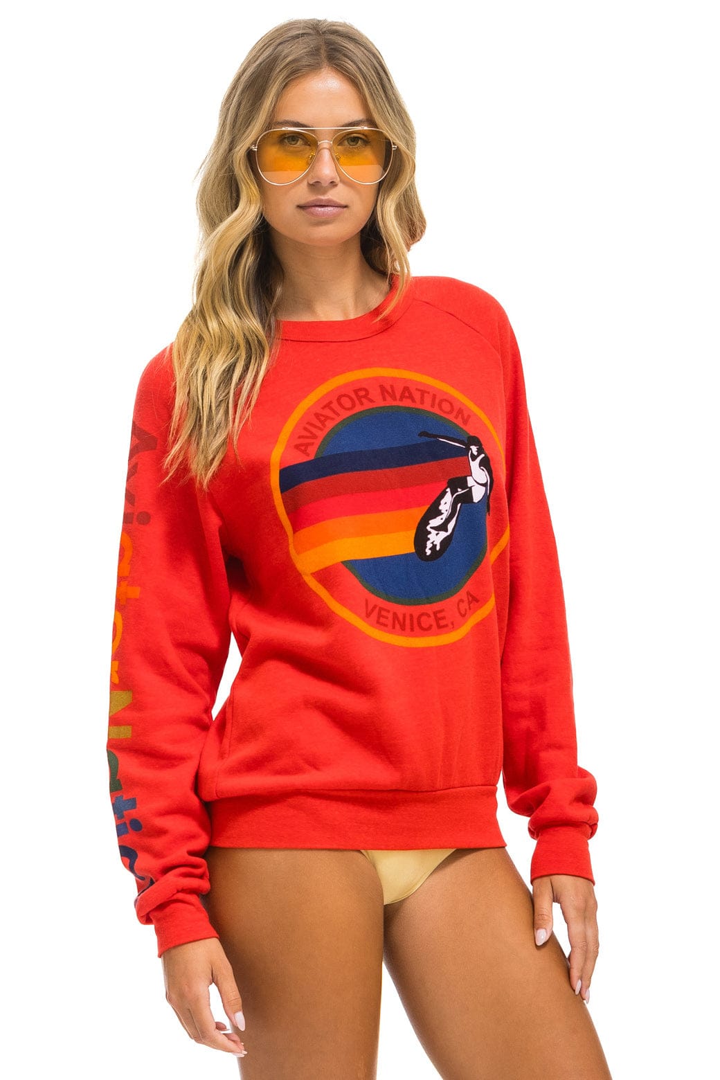 Retro AVIATOR NATION VENICE SWEATSHIRT - RED