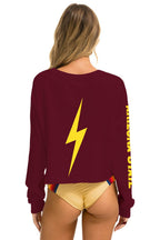 Retro ASU BOLT CROPPED CREW SWEATSHIRT - MAROON