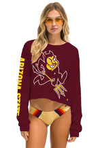 Retro ASU BOLT CROPPED CREW SWEATSHIRT - MAROON