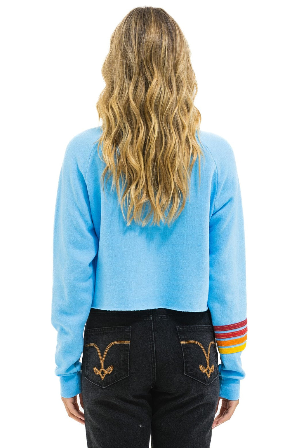 Retro PHILLIES RUGBY STITCH CROPPED CREW SWEATSHIRT - SKY