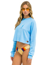 Retro BOLT RUGBY STITCH CROPPED CREW SWEATSHIRT - SKY RAINBOW