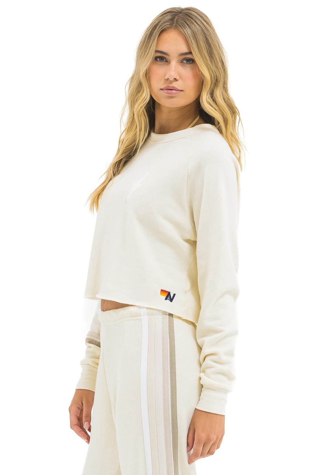 Retro BOLT RUGBY STITCH CROPPED CREW SWEATSHIRT - VINTAGE WHITE WHITE GREY