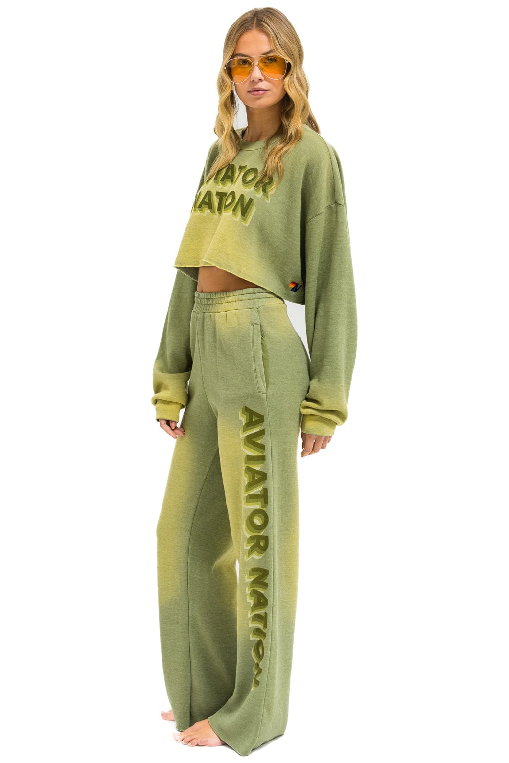 Retro AN 3D WIDE LEG POCKET SWEATPANTS - FADED ARMY