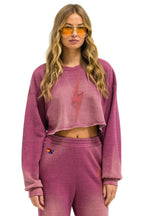 Retro BOLT STITCH CROPPED CREW SWEATSHIRT RELAXED - FADED BERRY