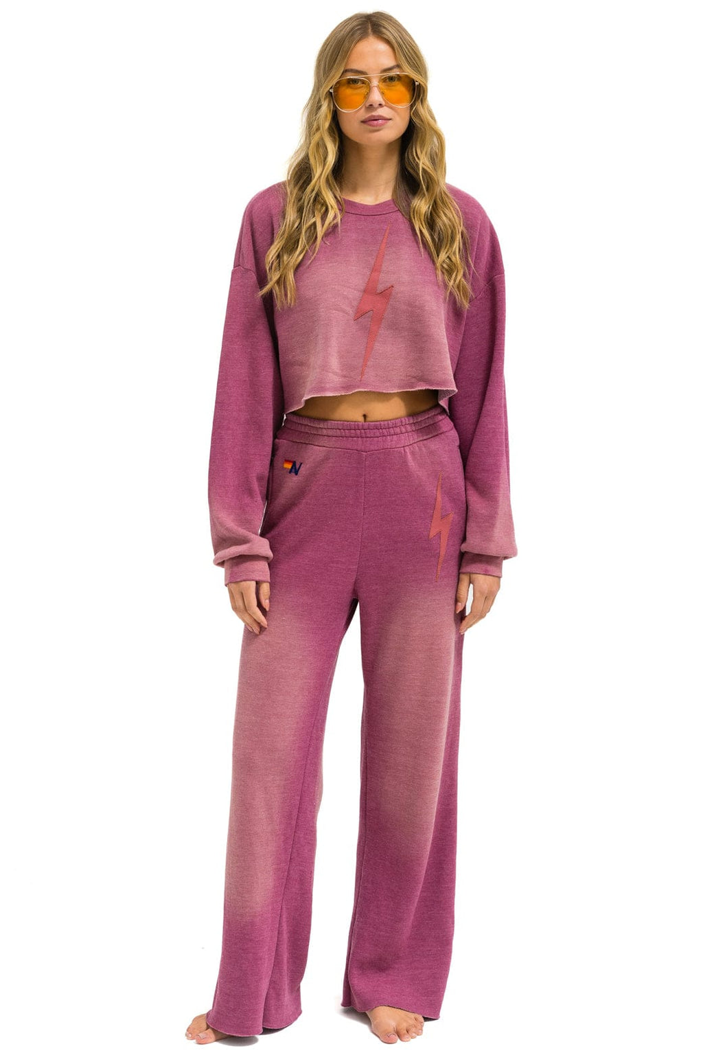 Retro BOLT STITCH CROPPED CREW SWEATSHIRT RELAXED - FADED BERRY