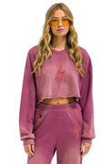 Retro BOLT STITCH CROPPED CREW SWEATSHIRT RELAXED - FADED BERRY