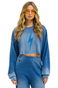 Retro BOLT STITCH CROPPED CREW SWEATSHIRT RELAXED - FADED WATER