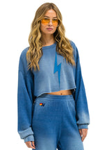 Retro BOLT STITCH CROPPED CREW SWEATSHIRT RELAXED - FADED WATER