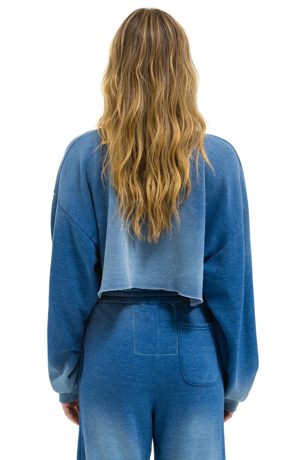 Retro BOLT STITCH CROPPED CREW SWEATSHIRT RELAXED - FADED WATER