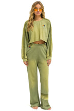 Retro RUGBY STITCH WIDE LEG POCKET SWEATPANTS - FADED ARMY