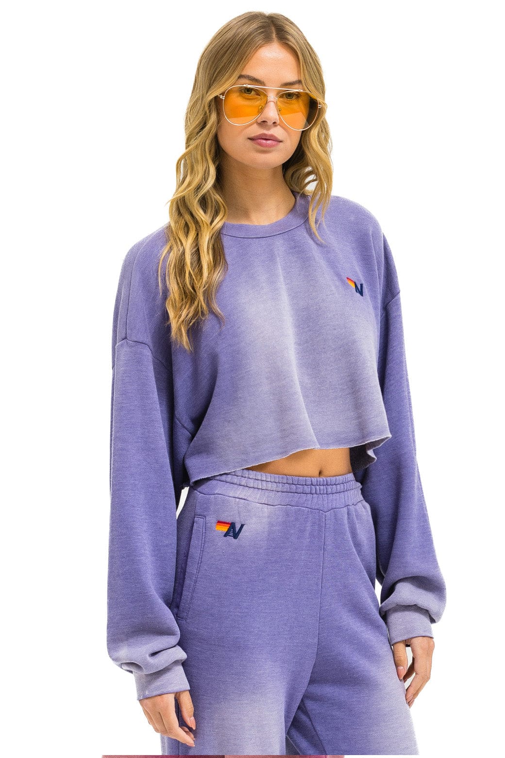 Retro ESSENTIAL CROPPED CREW SWEATSHIRT RELAXED - FADED GRAPE