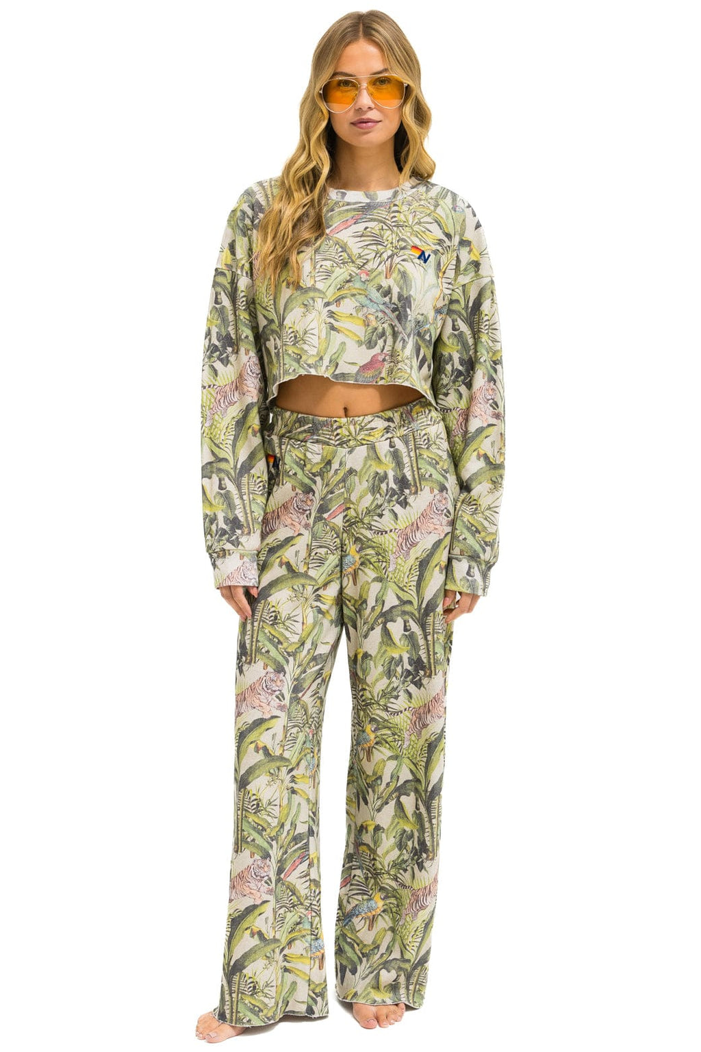 Retro JUNGLE CROPPED CREW SWEATSHIRT RELAXED - SAND