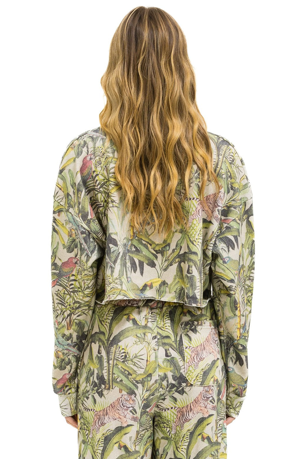 Retro JUNGLE CROPPED CREW SWEATSHIRT RELAXED - SAND