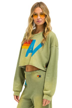 Retro VINTAGE LOGO CROPPED CREW SWEATSHIRT RELAXED - FADED ARMY