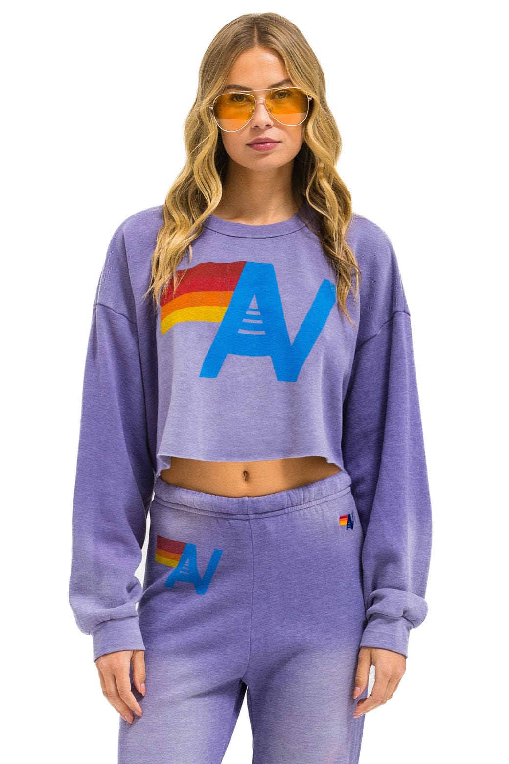 Retro VINTAGE LOGO CROPPED CREW SWEATSHIRT RELAXED - FADED GRAPE