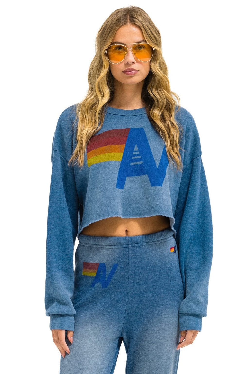 Retro VINTAGE LOGO CROPPED CREW SWEATSHIRT RELAXED - FADED WATER