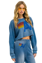 Retro VINTAGE LOGO CROPPED CREW SWEATSHIRT RELAXED - FADED WATER