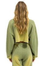 Retro VENICE SURFER CROPPED CREW SWEATSHIRT RELAXED - FADED ARMY
