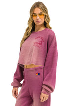 Retro VENICE SURFER CROPPED CREW SWEATSHIRT RELAXED - FADED BERRY