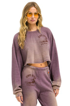 Retro VENICE SURFER CROPPED CREW SWEATSHIRT RELAXED - FADED MOCHA