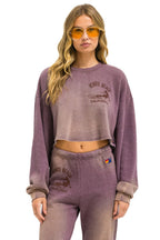 Retro VENICE SURFER CROPPED CREW SWEATSHIRT RELAXED - FADED MOCHA