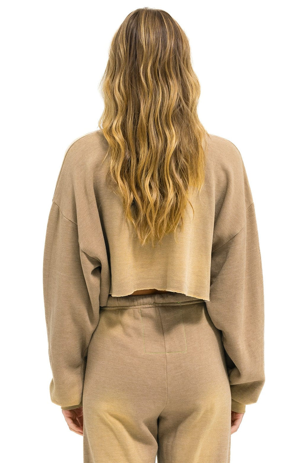 Retro VENICE SURFER CROPPED CREW SWEATSHIRT RELAXED - FADED TAN