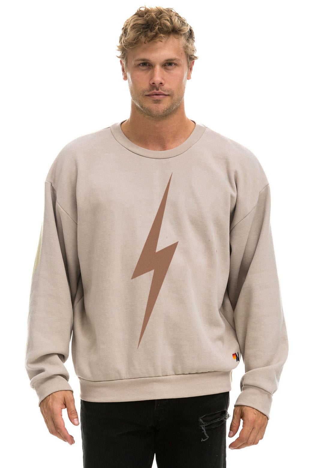 Retro BOLT RELAXED CREW SWEATSHIRT - SAND MOCHA