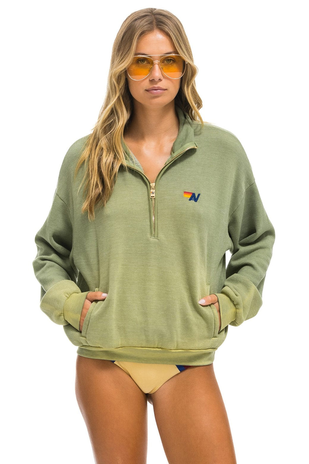 Retro ESSENTIAL HALF ZIP RELAXED SWEATSHIRT - FADED ARMY