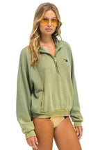 Retro ESSENTIAL HALF ZIP RELAXED SWEATSHIRT - FADED ARMY