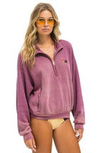 Retro ESSENTIAL HALF ZIP RELAXED SWEATSHIRT - FADED BERRY