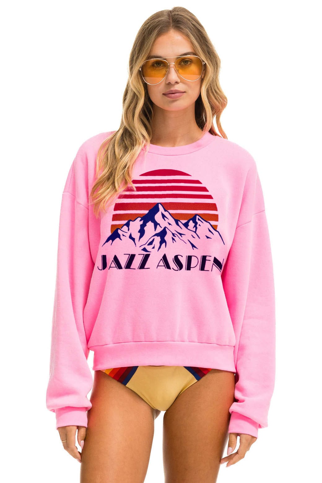 Retro JAZZ ASPEN SNOWMASS 2025 CREW SWEATSHIRT RELAXED - NEON PINK