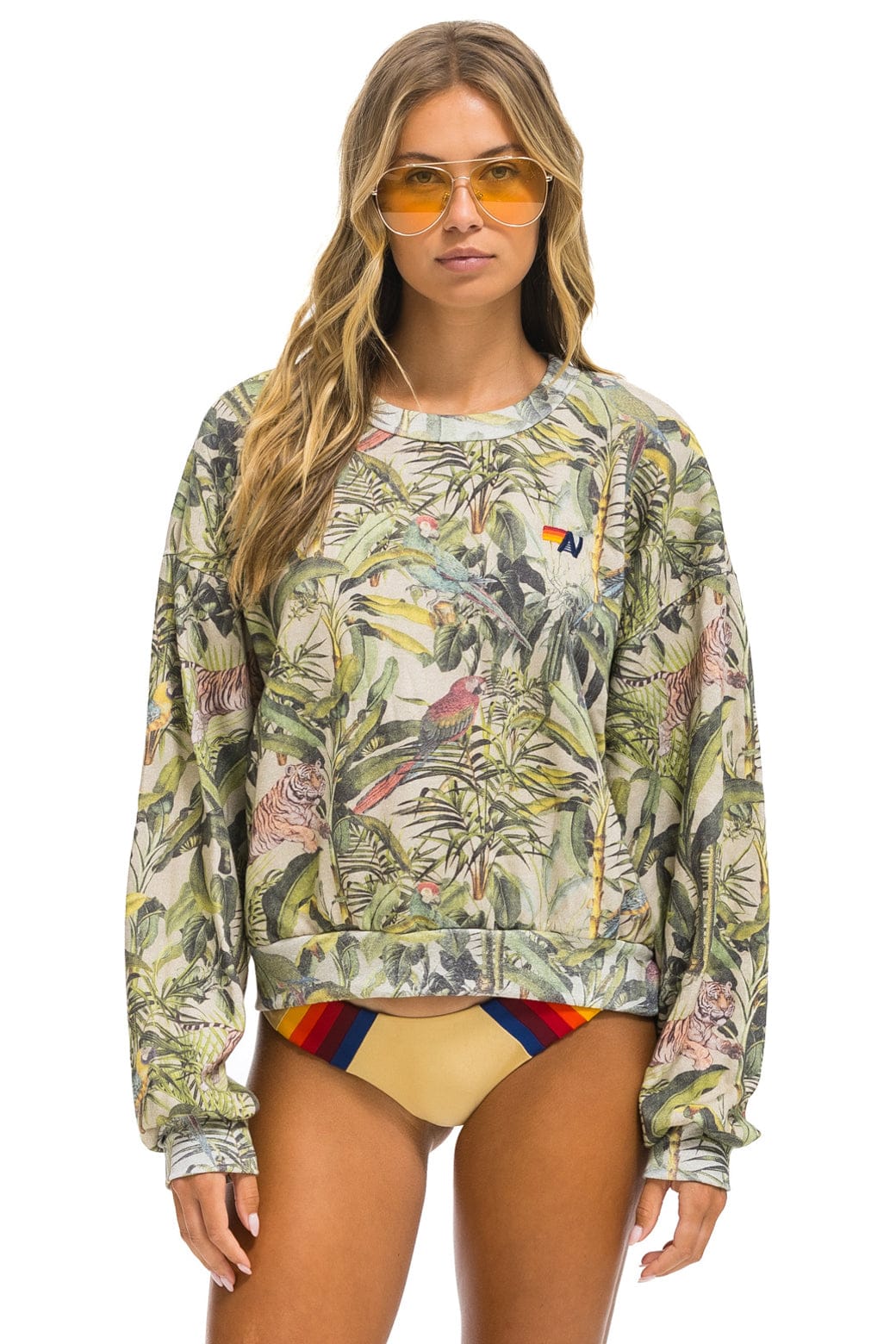 Retro JUNGLE RELAXED CREW SWEATSHIRT - SAND