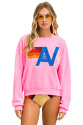 Retro LOGO RELAXED CREW SWEATSHIRT - NEON PINK