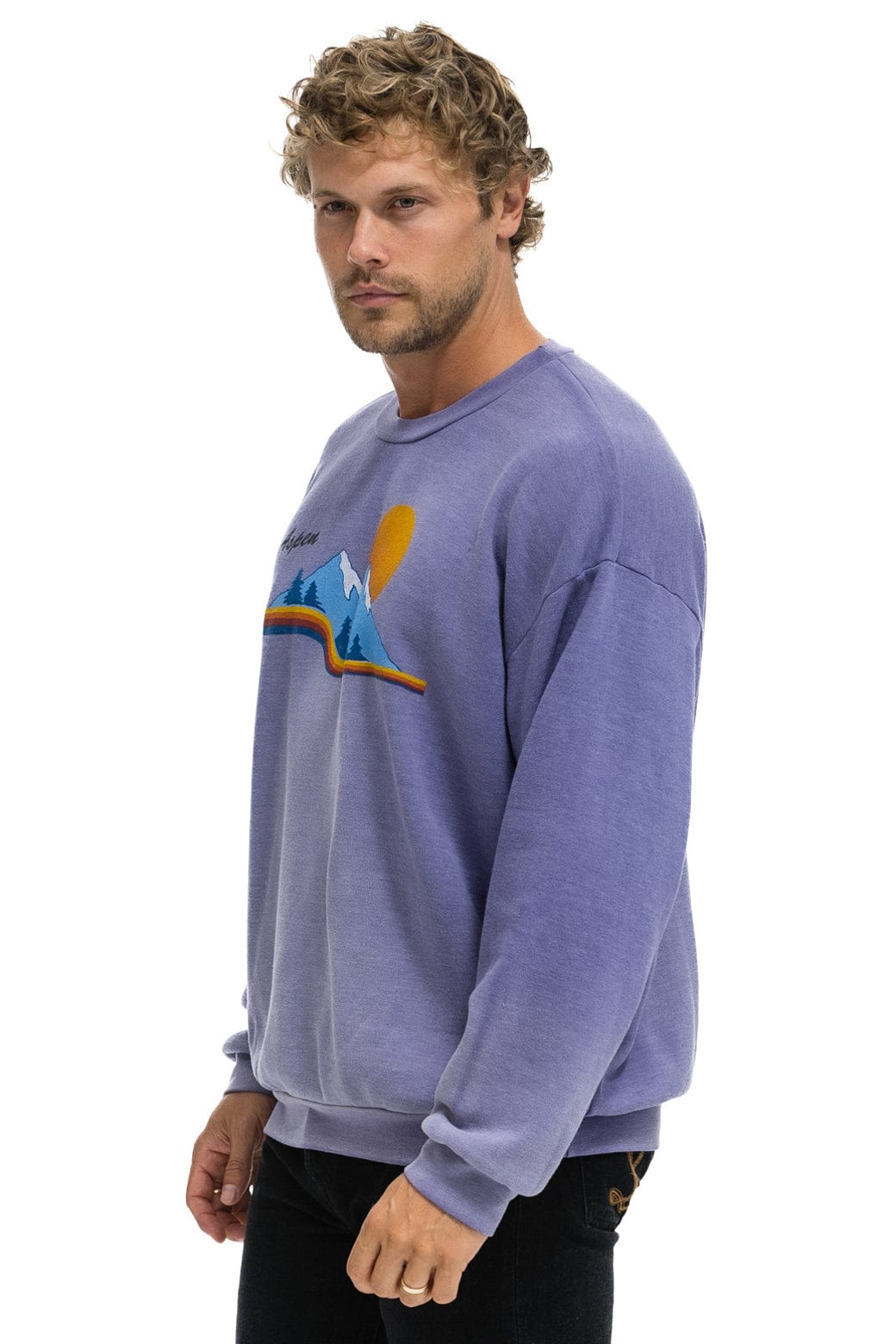 Retro ASPEN MOUNTAIN RELAXED CREW SWEATSHIRT - FADED GRAPE