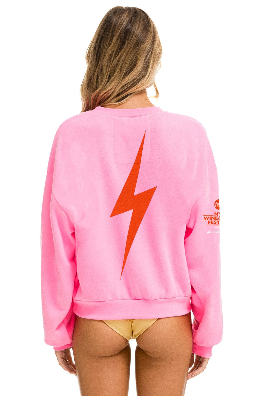 Retro NEW YORK WINE & FOOD 2025 CREW SWEATSHIRT RELAXED - NEON PINK