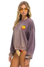 Retro SUNSET PATCH RELAXED CREW SWEATSHIRT - FADED MOCHA