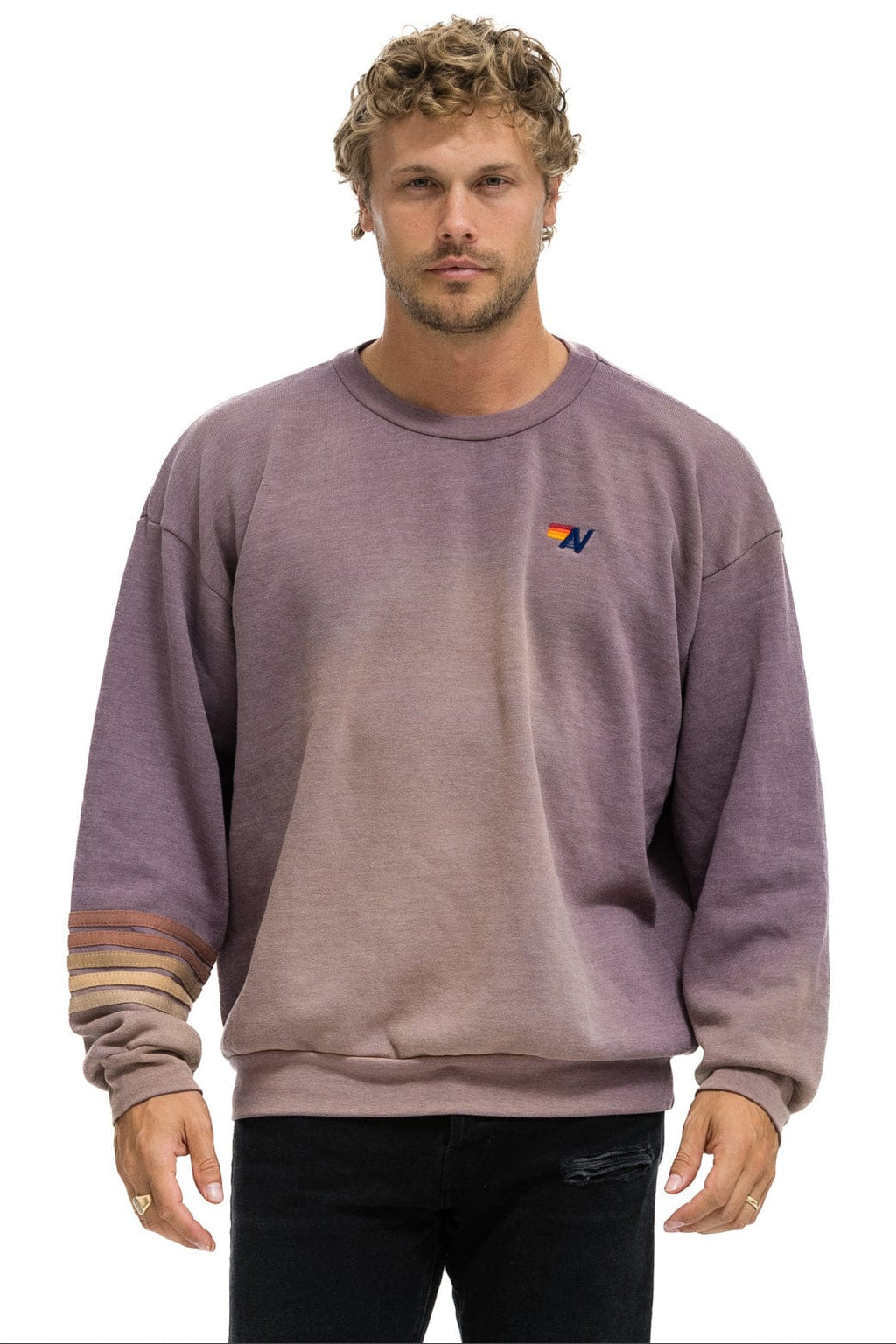 Retro RUGBY STITCH RELAXED CREW SWEATSHIRT - FADED MOCHA