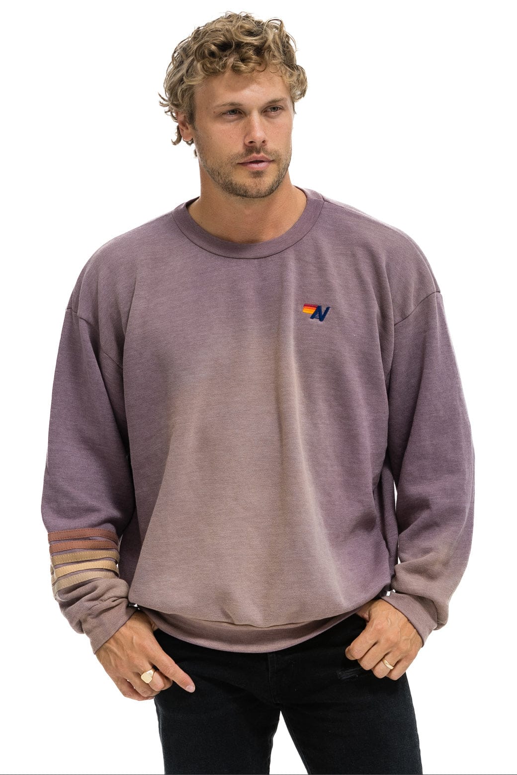 Retro RUGBY STITCH RELAXED CREW SWEATSHIRT - FADED MOCHA