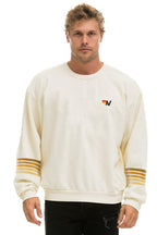 Retro RUGBY STITCH 2 RELAXED CREW SWEATSHIRT - VINTAGE WHITE BROWN