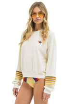 Retro RUGBY STITCH 2 RELAXED CREW SWEATSHIRT - VINTAGE WHITE BROWN