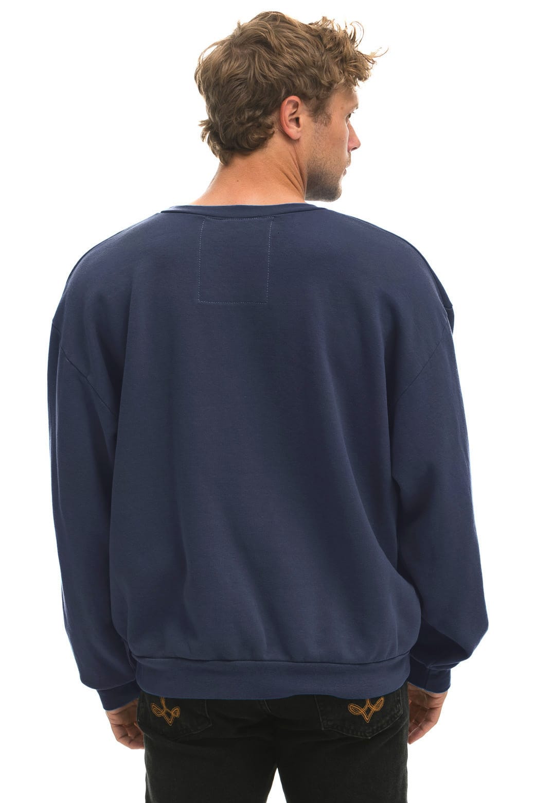 Retro 5 STRIPE RELAXED CREW SWEATSHIRT - NAVY
