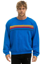 Retro 5 STRIPE RELAXED CREW SWEATSHIRT - OCEAN